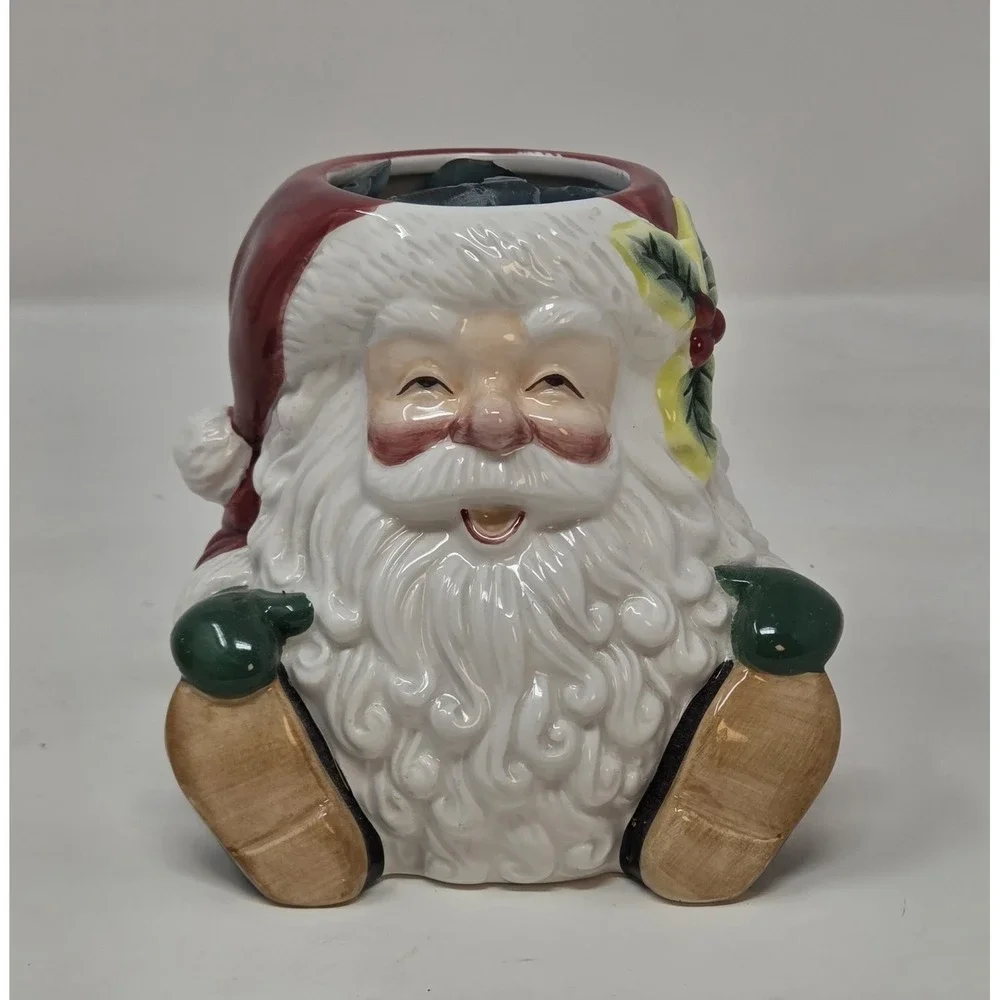 Fitz and Floyd Essentials Santa Claus Head Vase Candle Holder Vintage 1990s